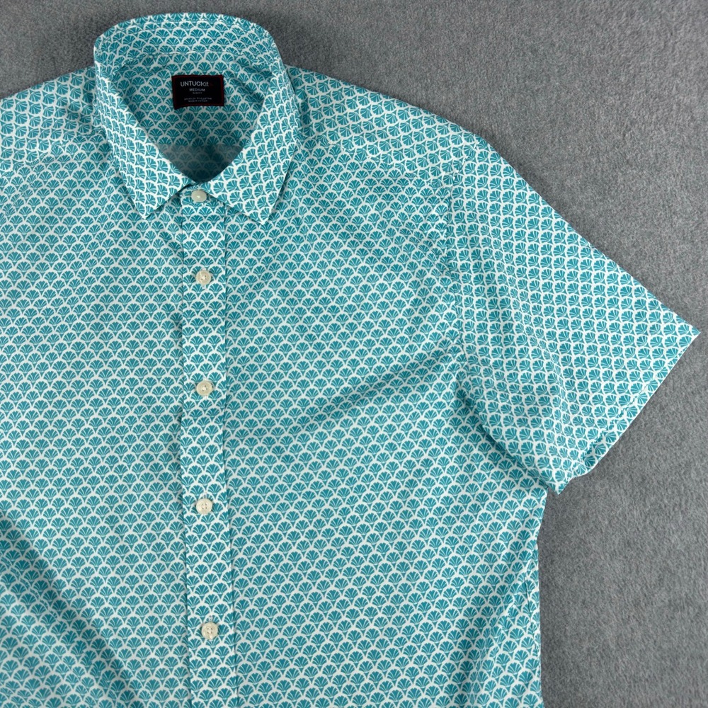 UNTUCKit Button Down Shirt Mens Medium Tea Abbot-SS Slim Fit Performance
